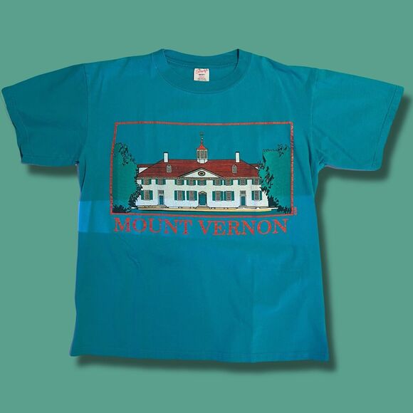 Vintage 90’s Sherry's Best Mountain Vernon MV T-Shirt Medium USA Teal Mens State - Picture 1 of 4